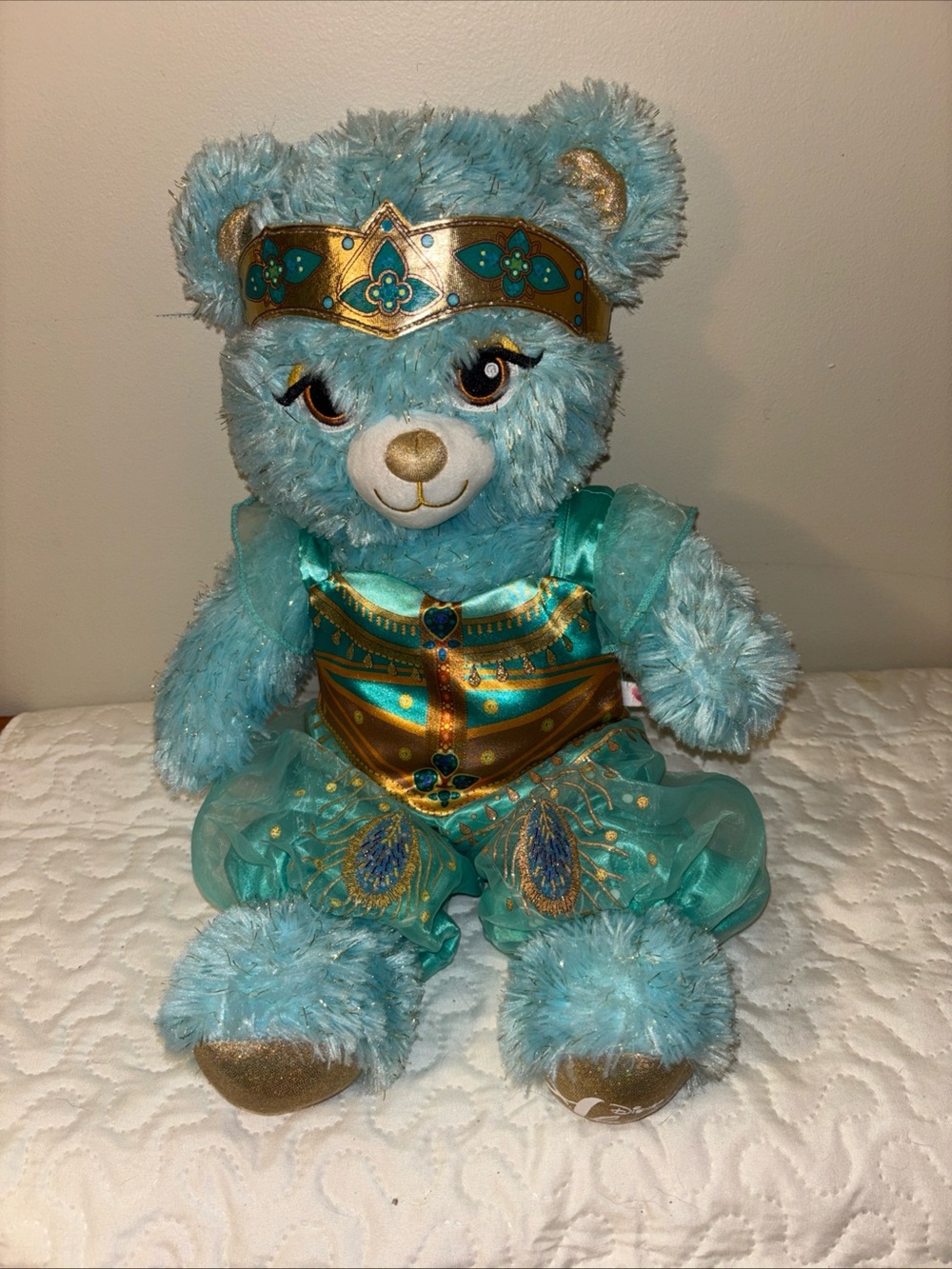 Build-A-Bear Blue and Teal Princess Bear with Gold Accents